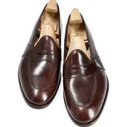 Cordovan Loafers|Carmina UNLINED CORDOVAN FULL STRAP PENNY LOAFERS 80708 UETAM EE BURGUNDY