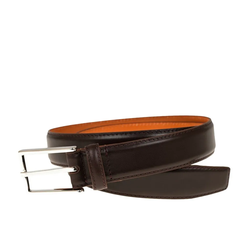 Women's Belts|Carmina WOMEN VITELLO BELT BROWN