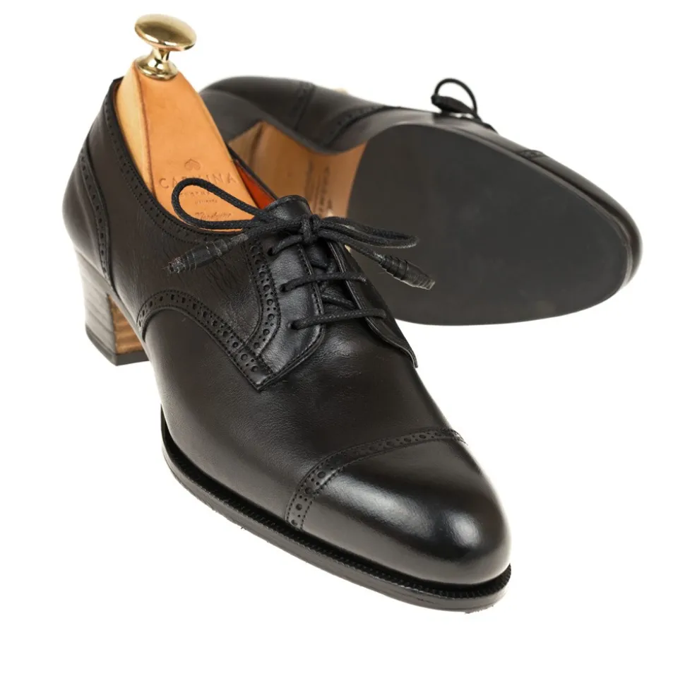 High Heel Derby|Cap-Toe Derby|Carmina WOMEN DERBY SHOES 1831 MADISON BLACK