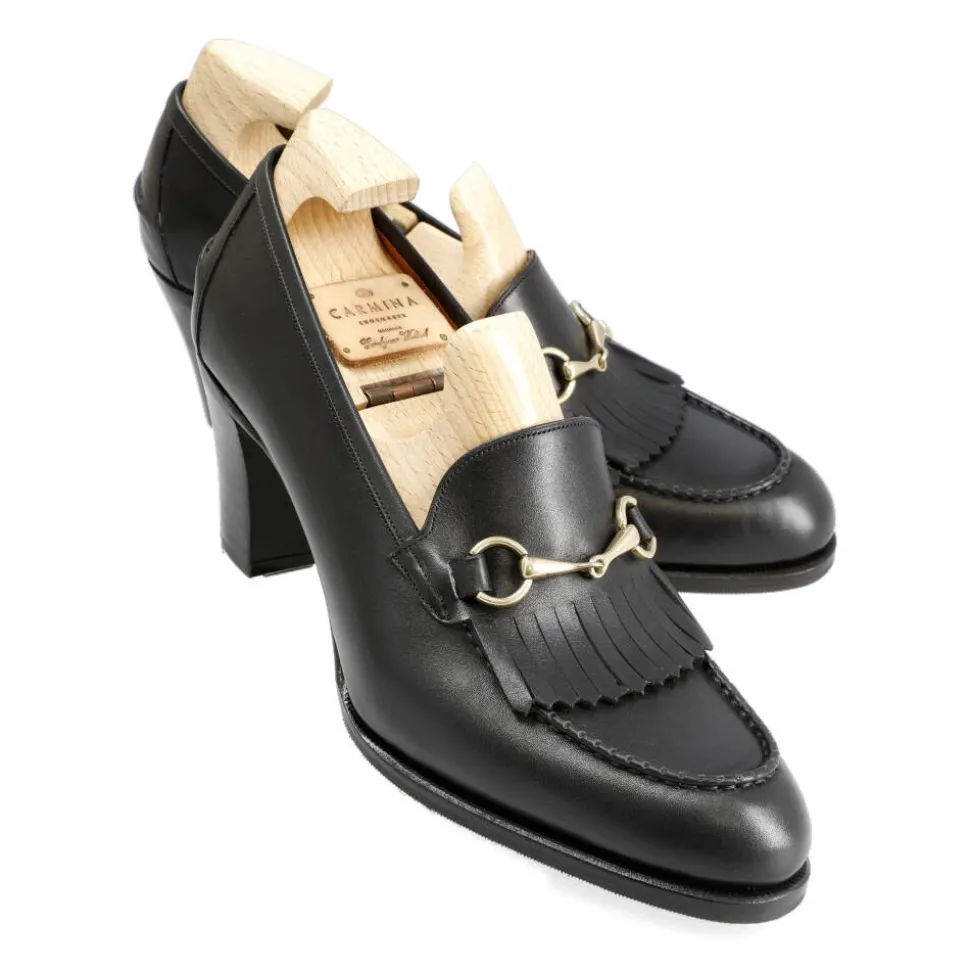 High Heel Loafers|Women Horsebit Loafers|Carmina WOMEN HIGH HEEL HORSEBIT LOAFERS 1839 MADISON BLACK