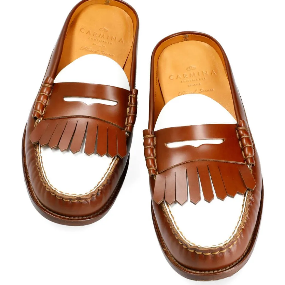 Women Mule Shoes|Carmina WOMEN MULE SHOES 1982 XIM TANNED/WHITE