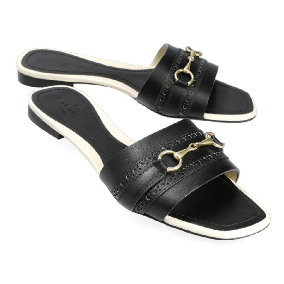 Women Horsebit Loafers|Women's Leather Sandals|Carmina WOMEN'S SANDALS 1984 BLACK