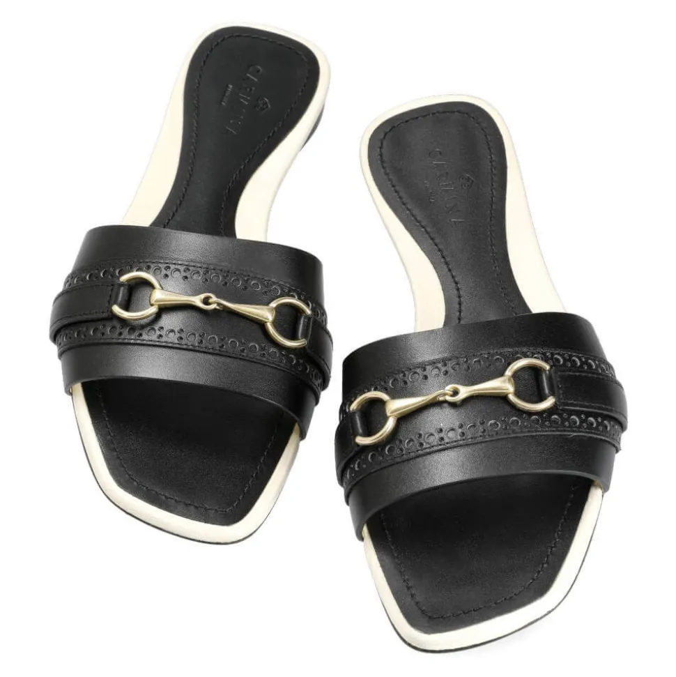 Women Horsebit Loafers|Women's Leather Sandals|Carmina WOMEN'S SANDALS 1984 BLACK