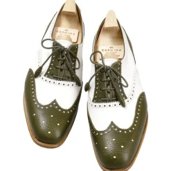 Wingtip Oxford|Carmina WOMEN'S OXFORDS SHOES 1265 HILLS GREEN/WHITE
