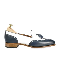 Tassel Loafers|Carmina WOMEN'S TASSEL LOAFERS 1248 HILLS NAVY/WHITE